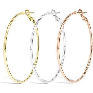 Big Gold Hoop Earrings For Women,3 Colors Large Thin 60Mm Rose Gold Silver Hoop